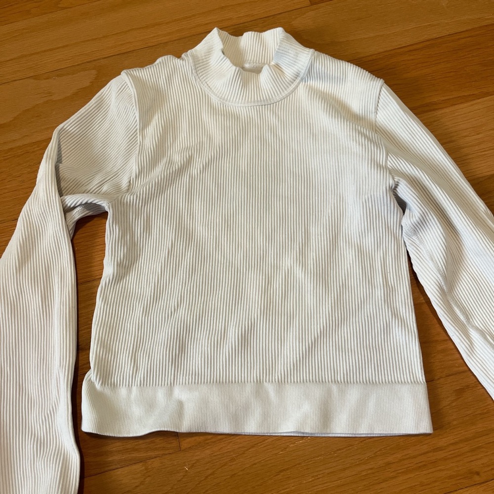 Urban Outfitters Ribbed White Tight Long Sleeve Top